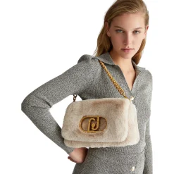 Borsa Donna a Spalla e Tracolla LIU JO linea La Puffy in Eco-Fur Soft Cream