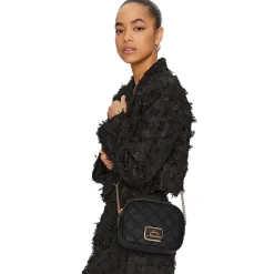 Borsa Donna a Tracolla LOVE MOSCHINO con Ricamo a Scacchi Nero