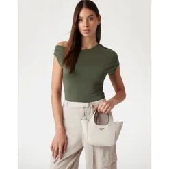 Borsa Donna Mini a Mano GUESS Linea Helina Mini colore Bone