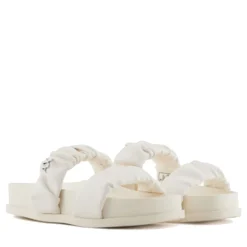 Ciabatte Donna ARMANI EXCHANGE con Doppia Fascia Imbottita Colore Off White