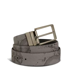 Cintura Uomo Double Face h 3,5 cm 1A Classe Alviero Martini stampa Geo Dark e Pelle Nera A485