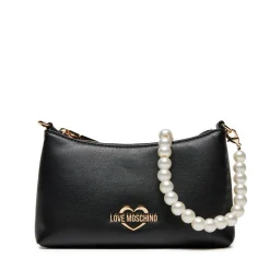 Hobo Bag Small LOVE MOSCHINO linea Pearls Nera
