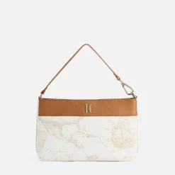 Pochette con Manichetto 1A Classe Alviero Martini linea Heritage Geo colore Geo White e Cuoio PO41