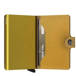 Porta Carte con Clip SECRID linea Miniwallet Crisple in Pelle Ocra con RFID