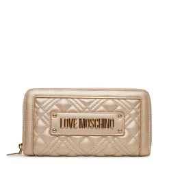 Portafoglio Donna Zip Around Trapuntato LOVE MOSCHINO linea Quilted Metallic Gold