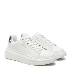 Sneakers Platform LIU JO Babol 01 in Pelle Bianca con Inserti Silver