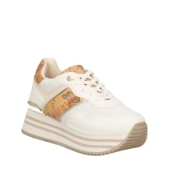 Sneakers Running 1A Classe Alviero Martini in Mesh Bianco e Inserti Geo Beige 2159