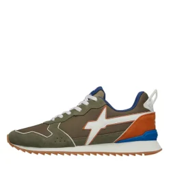 Sneakers Uomo W6YZ Jet-M. in Tessuto Tecnico e Suede colore Militare White e Orange